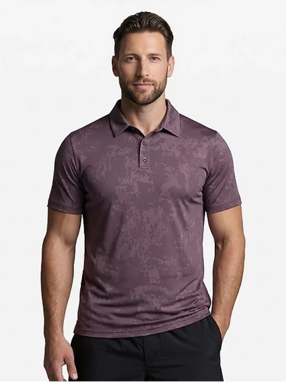BCG Men's Golf Turbo Splash Jacquard Short Sleeve Ephemera Polo Shirt XXL